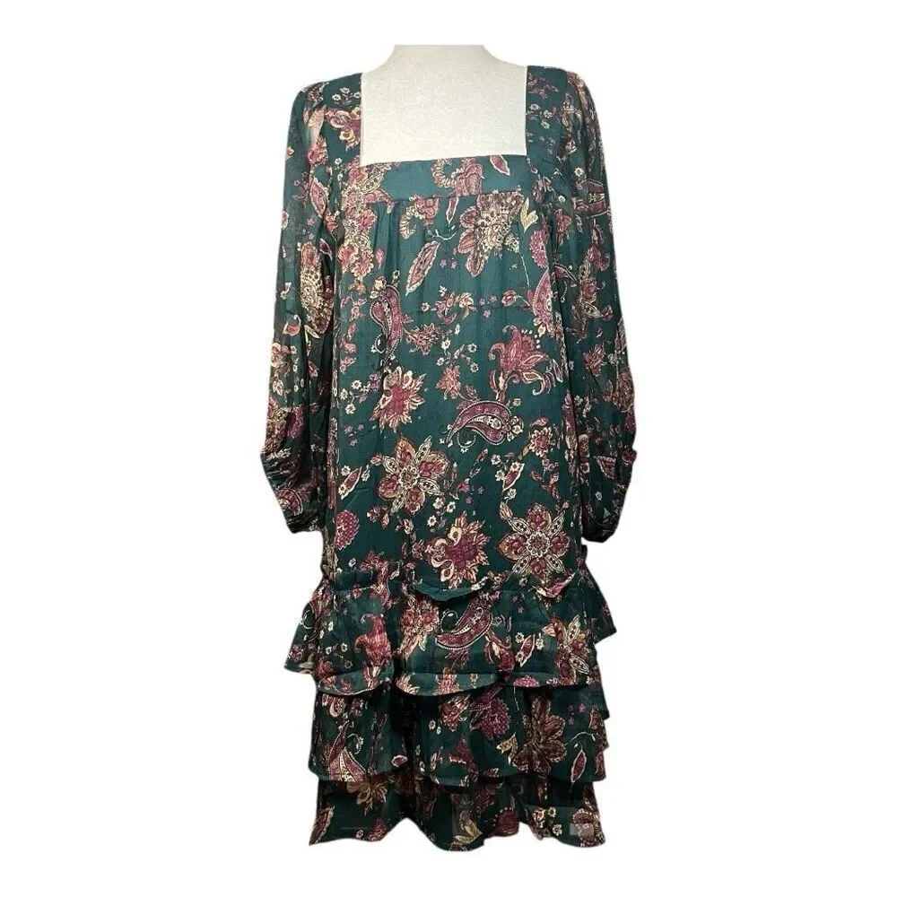 Band of the Free (BOG) Mandy Pine Berry Floral Baby Doll Party Dress New L